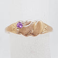 9ct Rose Gold with Amethyst Two Hearts Signet Ring