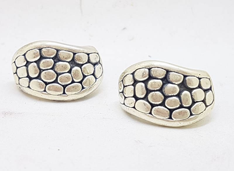 Sterling Silver Pebble Design Large Stud Earrings