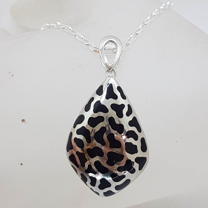 Sterling Silver Black Resin Pendant on Silver Chain
