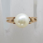 18ct Yellow Gold Natural Pearl Open Band Style Ring - Antique / Vintage