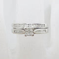 9ct White Gold Channel Set and Claw Set Diamond Engagement Ring and Wedding Ring Set - Square Setting
