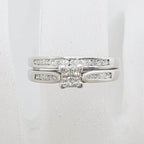9ct White Gold Channel Set and Claw Set Diamond Engagement Ring and Wedding Ring Set - Square Setting