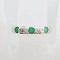 9ct White Gold Natural Emerald and Diamond Wedding Band / Eternity Ring / Stackable Ring - Antique / Vintage