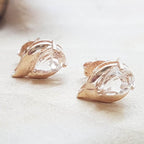 9ct Rose Gold Natural Morganite - Teardrop / Pear Shape - Studs / Earrings