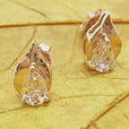 9ct Rose Gold Natural Morganite - Teardrop / Pear Shape - Studs / Earrings