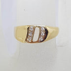14ct Yellow Gold Initial Letter D Diamond Signet Ring - Vintage