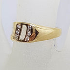 14ct Yellow Gold Initial Letter D Diamond Signet Ring - Vintage