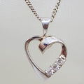 Sterling Silver Cubic Zirconia Heart Pendant on Silver Chain