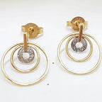 9ct Yellow Gold Diamond Circles Pendant on Gold Chain with Matching Earrings - Set