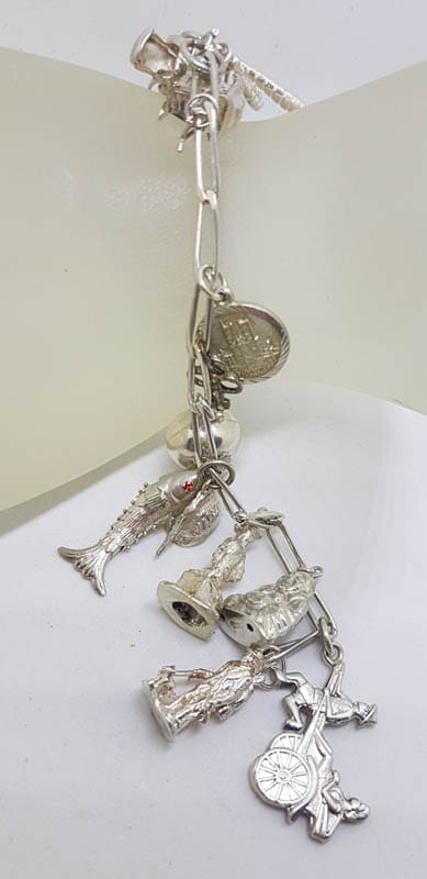 Sterling Silver Vintage Charm Bracelet - 15 charms