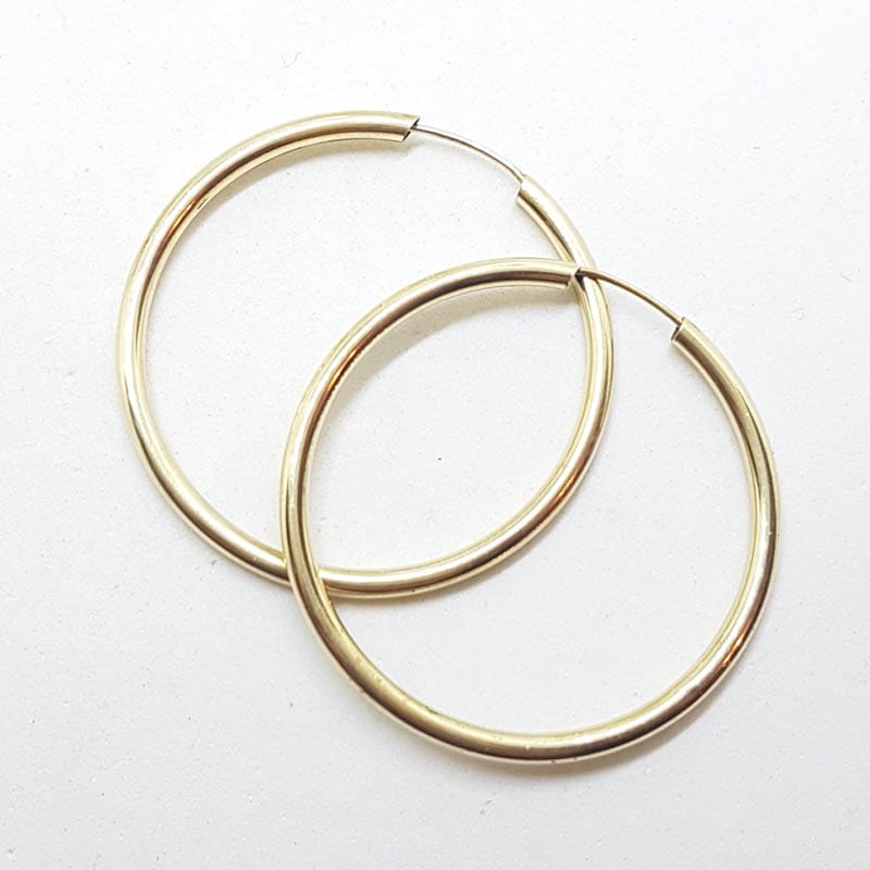 9ct Yellow Gold Large Sleeper Hoop Earrings - Fine