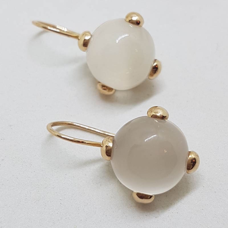 9ct Rose Gold Round Moonstone Drop Earrings