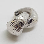 10ct White Gold Wide Hoop / Huggie Earrings with Motif / Pattern
