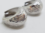 10ct White Gold Wide Hoop / Huggie Earrings with Motif / Pattern