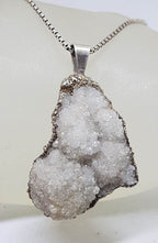 Sterling Silver Large Crystal Pendant on Silver Chain - Vintage