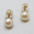 9ct Yellow Gold Cultured Pearl Stud Earrings - Antique / Vintage