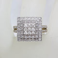 9ct Yellow Gold Large Square Diamond Cluster Ring
