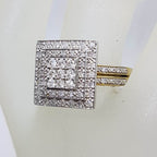 9ct Yellow Gold Large Square Diamond Cluster Ring
