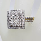9ct Yellow Gold Large Square Diamond Cluster Ring