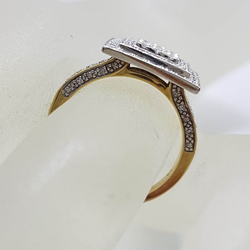 9ct Yellow Gold Large Square Diamond Cluster Ring