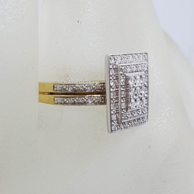 9ct Yellow Gold Large Square Diamond Cluster Ring