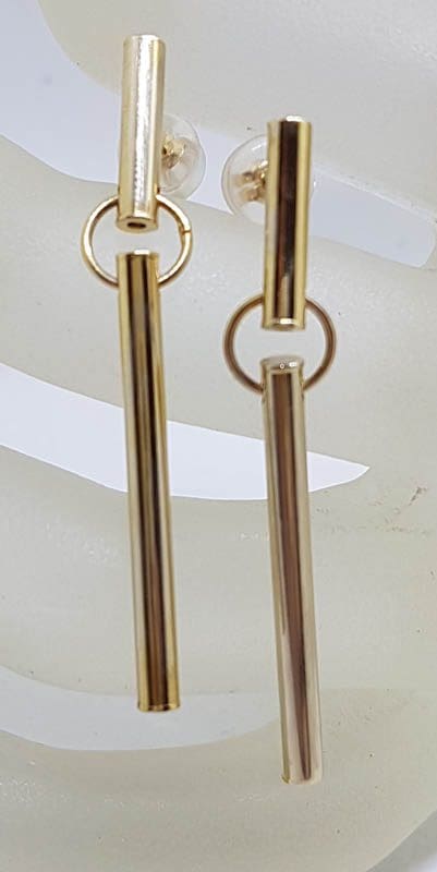 9ct Yellow Gold Very Long Line Drop Earrings