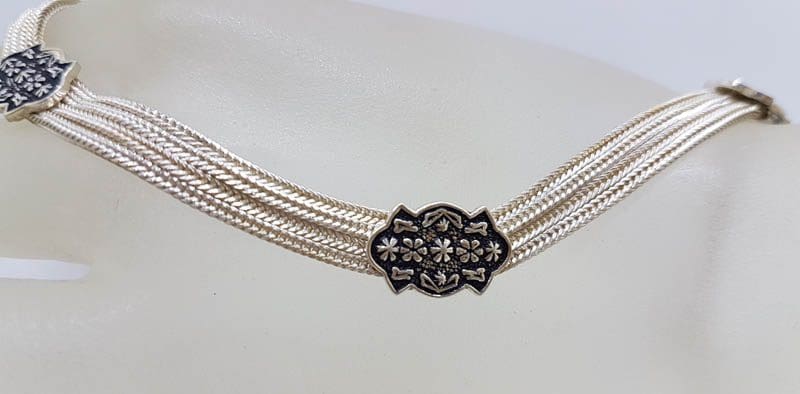 Sterling Silver Floral Design Chain Link Turkish Collier Necklace / Chain-SOLD