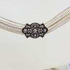 Sterling Silver Floral Design Chain Link Turkish Collier Necklace / Chain-SOLD