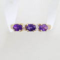 10ct Yellow Gold Amethyst &amp; Diamond Eternity Ring / Bridge Set Ring