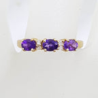 10ct Yellow Gold Amethyst &amp; Diamond Eternity Ring / Bridge Set Ring
