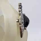 Sterling Silver Very Large Ornate Filigree Marcasite and Black Ornate Ring