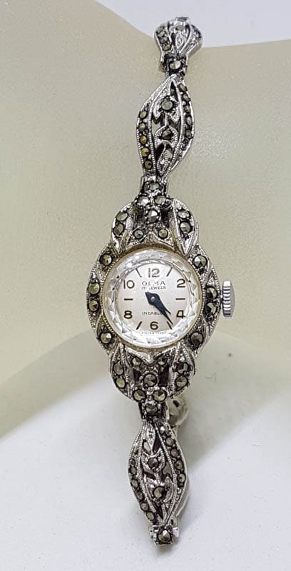 Plated Marcasite Round Watch - Vintage
