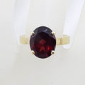 9ct Yellow Gold Oval Claw Set Garnet Ring