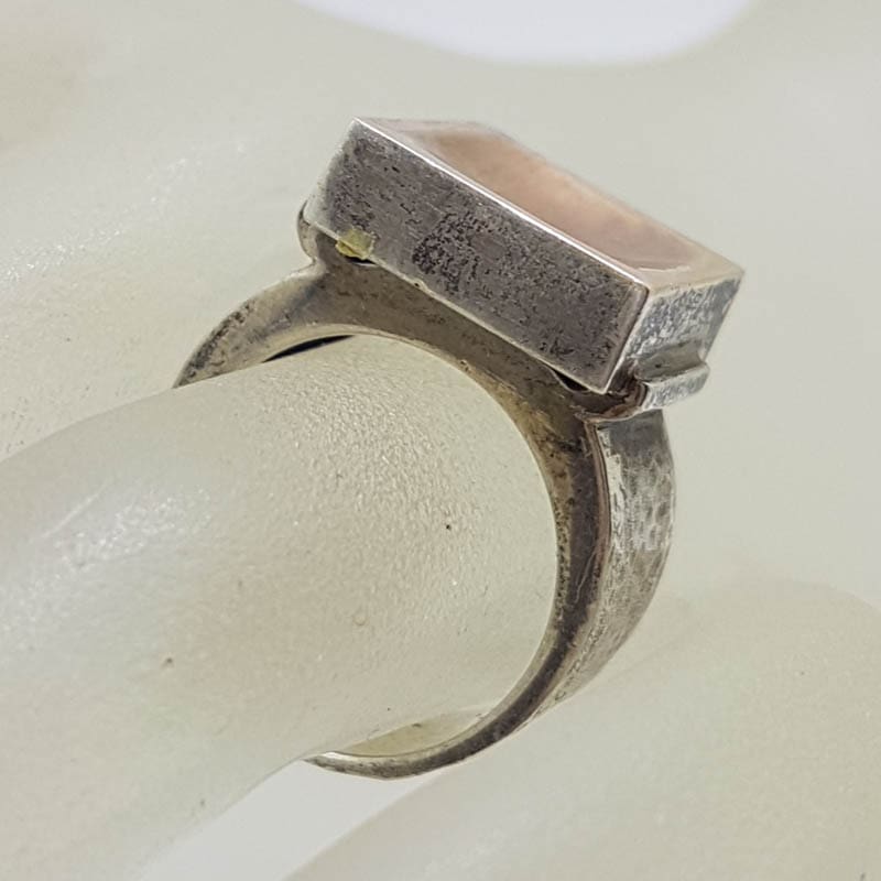 Sterling Silver Rose Tone Large Square Chunky Ring - Israeli Jewellery