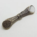 Sterling Silver Marcasite and Mother of Pearl Long Bar Brooch