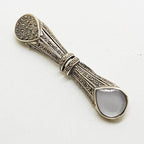 Sterling Silver Marcasite and Mother of Pearl Long Bar Brooch
