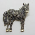Sterling Silver Marcasite Large 3D Horse Brooch
