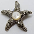 Sterling Silver Marcasite Large Mother of Pearl Starfish Brooch / Pendant