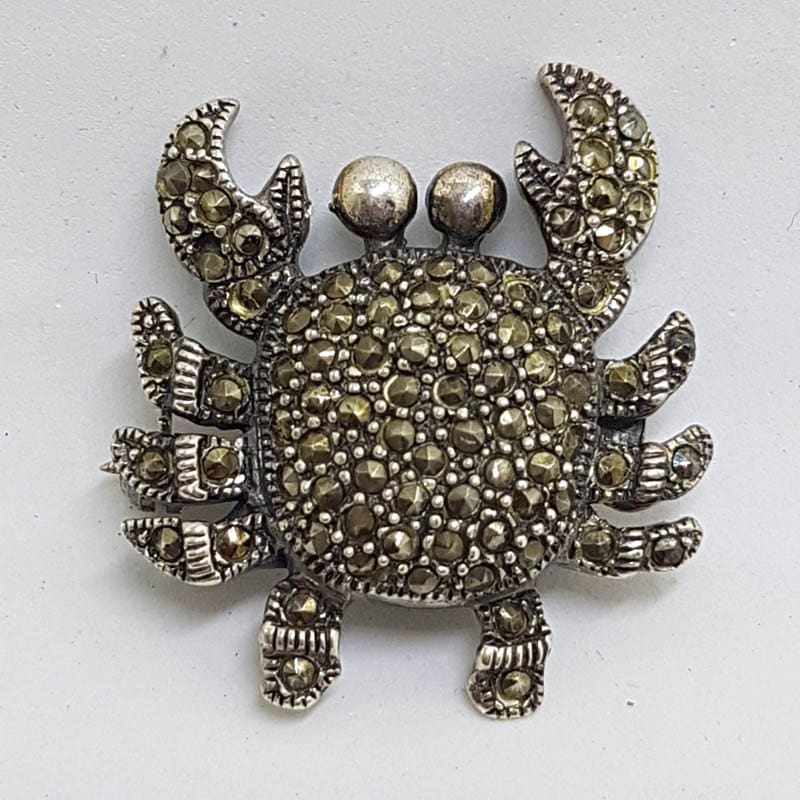 Sterling Silver Marcasite Crab Brooch