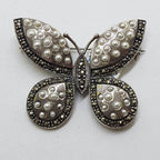 Sterling Silver Marcasite Large Butterfly Brooch