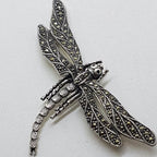 Sterling Silver Marcasite Large Dragonfly Brooch