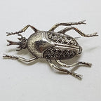 Sterling Silver Marcasite Large Scarab Beetle Brooch