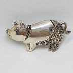 Sterling Silver Marcasite Large Pig Brooch