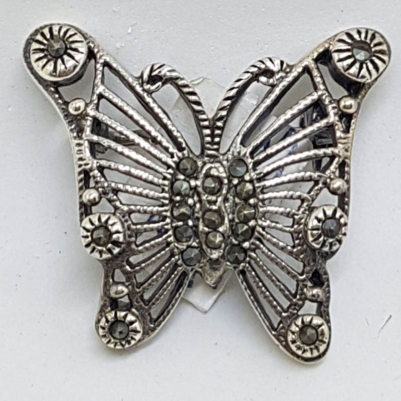 Sterling Silver Marcasite Butterfly Brooch