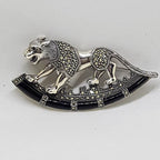 Sterling Silver and Marcasite Brooch - Jaguar with Onyx