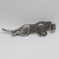 Sterling Silver Marcasite Big Cat Brooch - Puma / Jaguar - Long