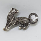 Sterling Silver Marcasite Cat Brooch with Garnet - Puma / Jaguar