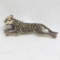 Sterling Silver Marcasite Leaping Cat Brooch - Puma / Jaguar