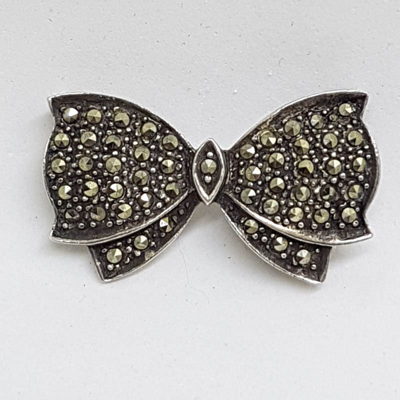 Sterling Silver Marcasite Bow Brooch