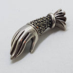 Sterling Silver Marcasite Hand Brooch